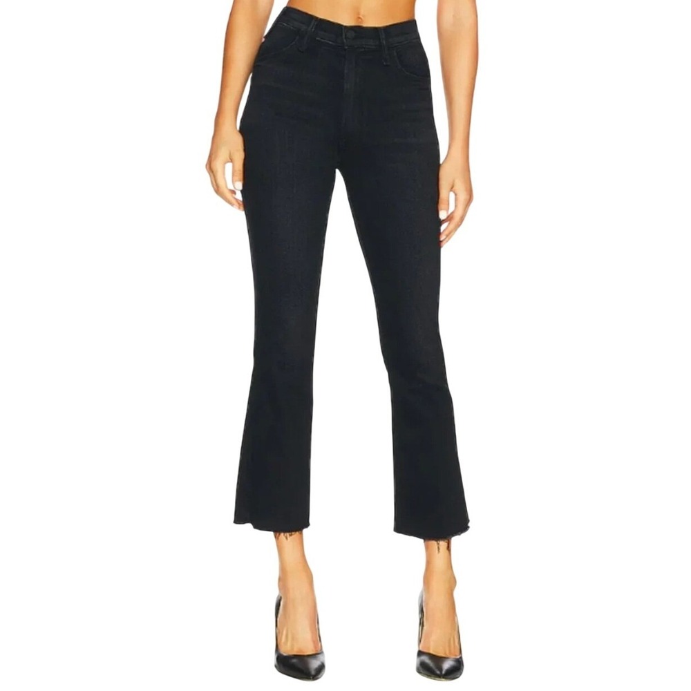 Mother The Hustler Ankle Fray Jeans Encounters At Night Black Flare SIZE 30
